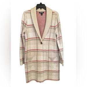 LANDS' END M(10-12) Fall Trendy Lofty Birdseye Jacquard Cardigan Coat 1 Button